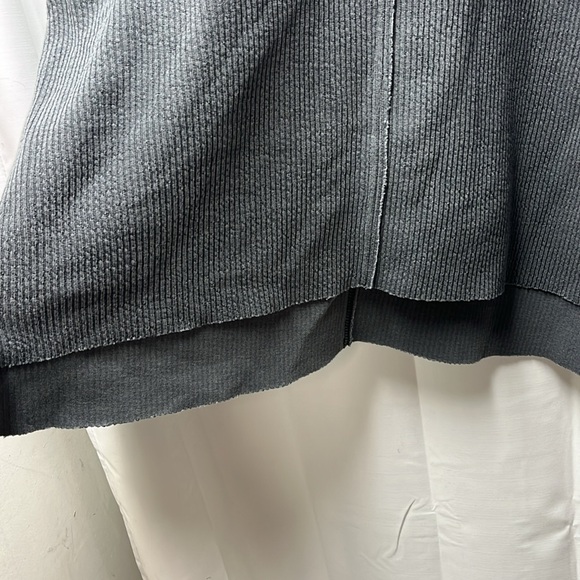 Aerie Black Gray Ribbed Raw Hem Sweatshirt- S - Picture 5 of 6
